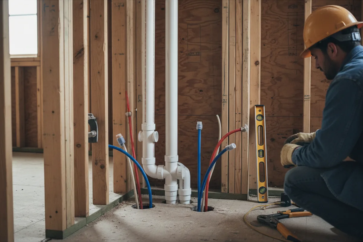 Drain and supply rough-in during Sump Pump Repair in Deerfield Beach
